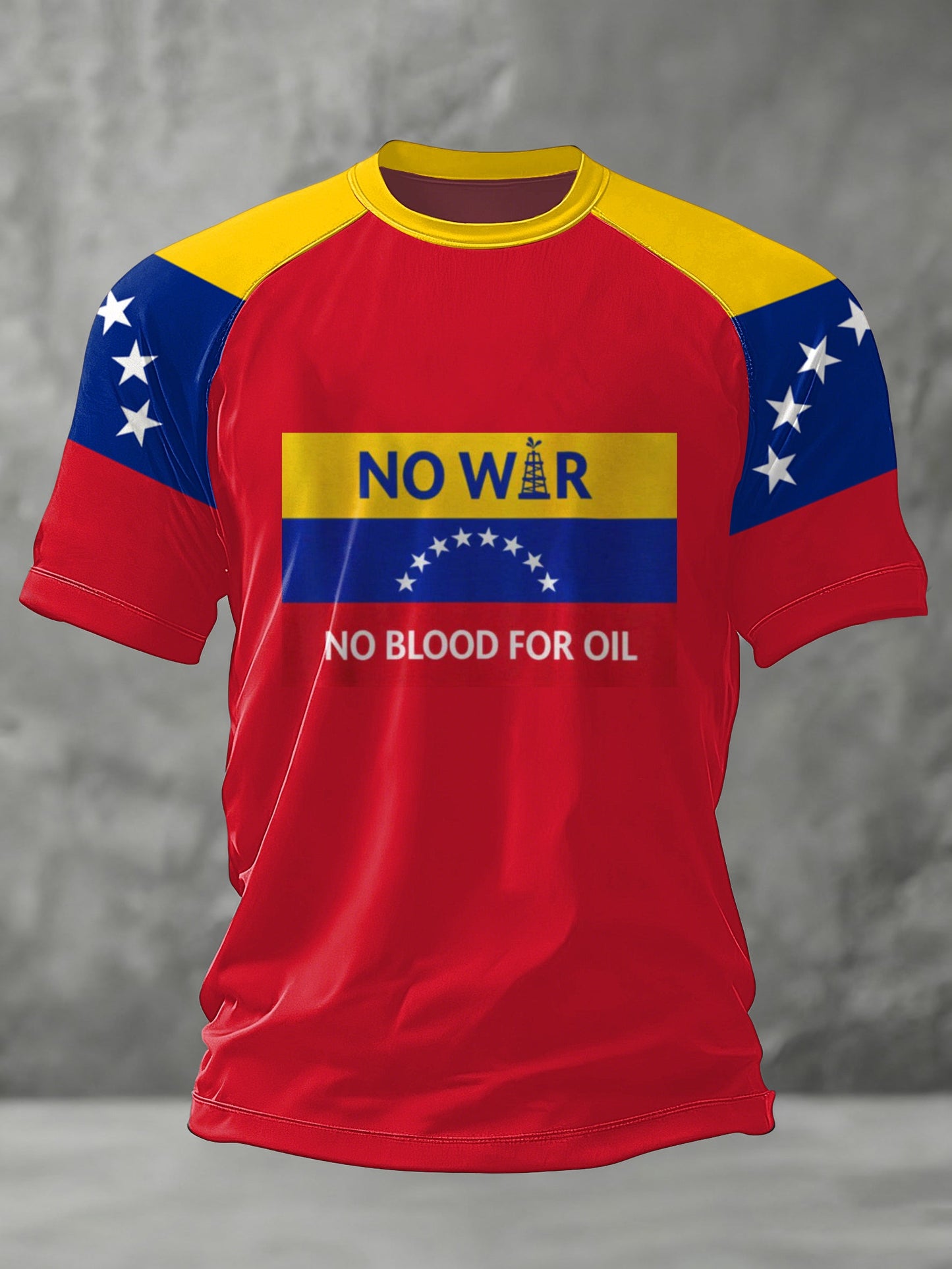 Hombres No War No Blood For Oil Support Venezuela Print Tee