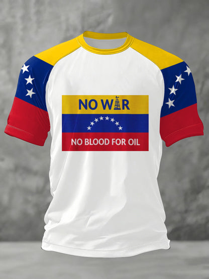 Hombres No War No Blood For Oil Support Venezuela Print Tee