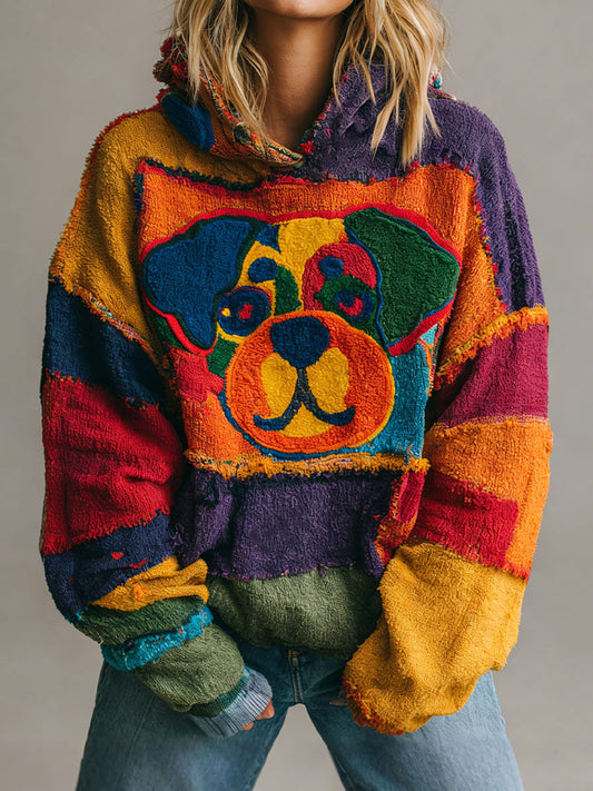 Sudaderas con capucha coloridas del arte del perro de las mujeres