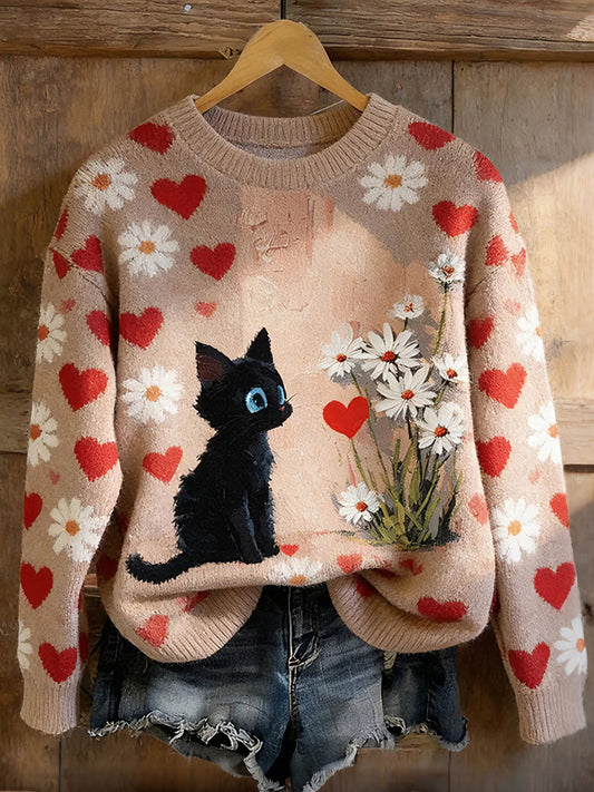 Tops con estampado de gato negro de mujer