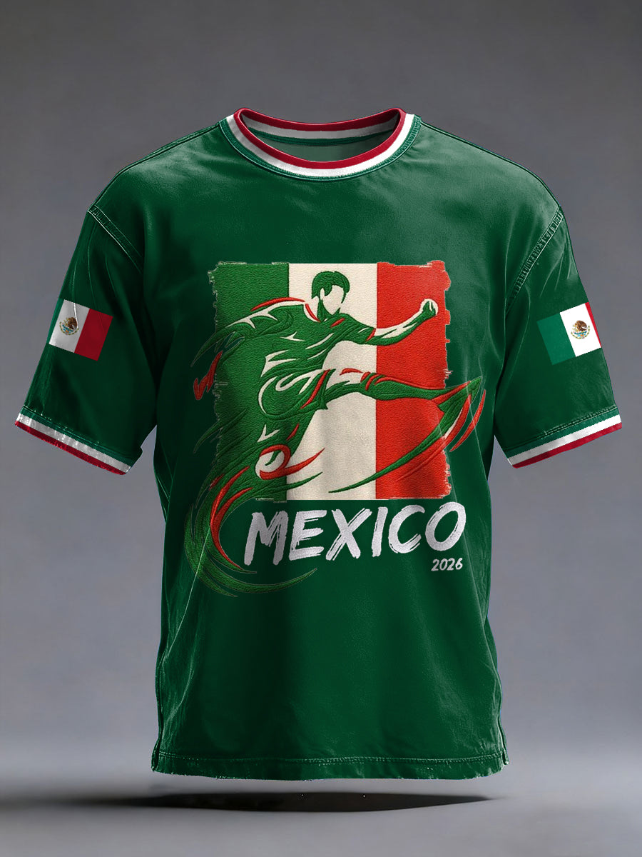 Hombres 2026 juego de fútbol México equipo impresión regalo para los aficionados al fútbol camiseta casual