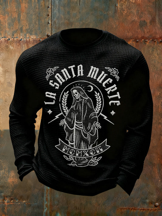 Camisa mexicana de la manga larga de la moda retro del día de los muertos de los hombres