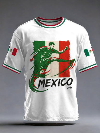 Hombres 2026 juego de fútbol México equipo impresión regalo para los aficionados al fútbol camiseta casual