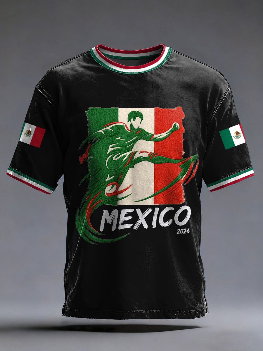 Hombres 2026 juego de fútbol México equipo impresión regalo para los aficionados al fútbol camiseta casual