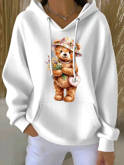 Sudadera con capucha Cute Bear Valentine para mujer