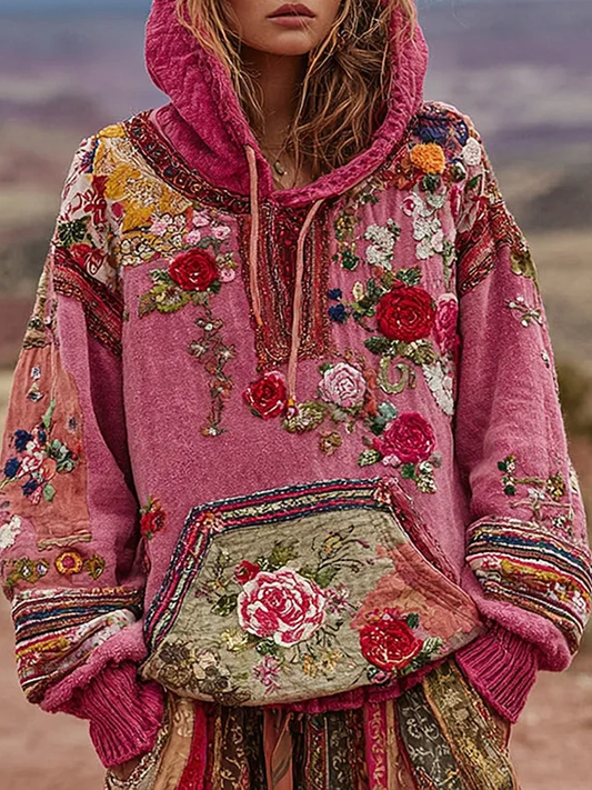 Sudadera con estampado floral botánico de mujer