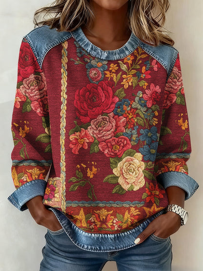 Conciencia del cáncer de mama de las mujeres Floral 3D Imprimir Denim Sudadera