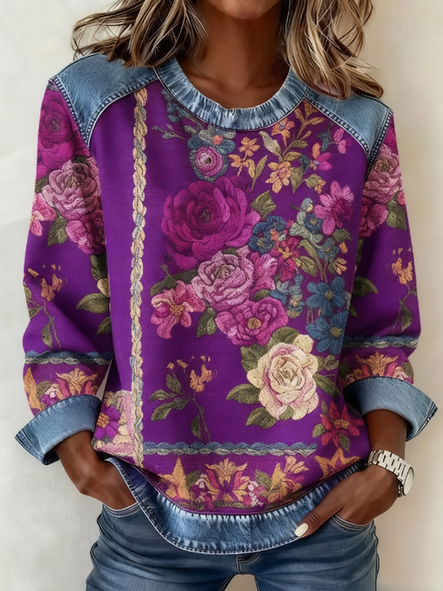 Conciencia del cáncer de mama de las mujeres Floral 3D Imprimir Denim Sudadera