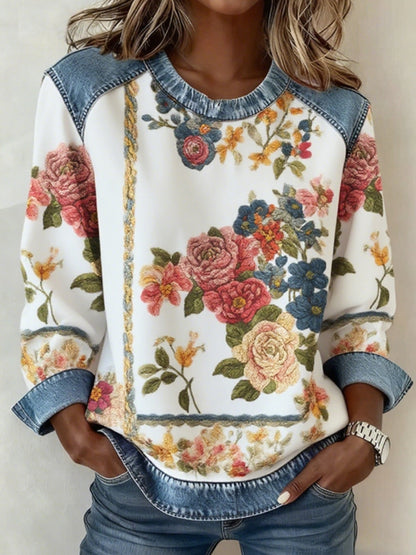 Conciencia del cáncer de mama de las mujeres Floral 3D Imprimir Denim Sudadera