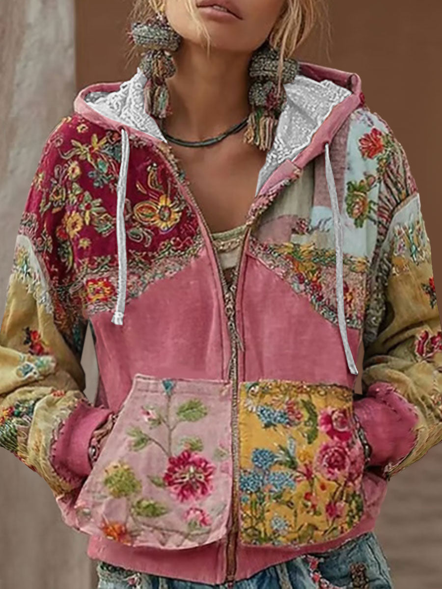 Mujer Estampado Floral Casual Cremallera Top