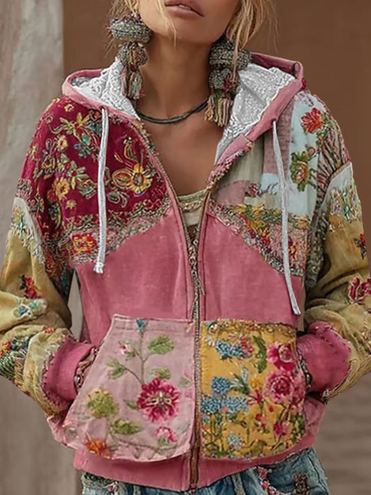 Mujer Estampado Floral Casual Cremallera Top