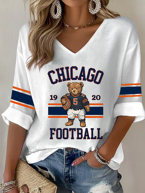 Los aficionados al fútbol de las mujeres Gameday Casual Waffle camiseta