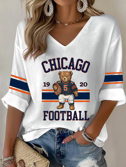 Los aficionados al fútbol de las mujeres Gameday Casual Waffle camiseta