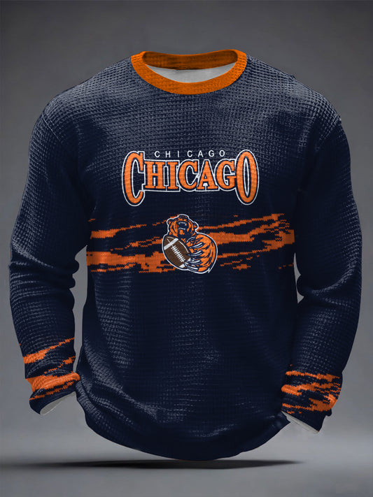 Football Fans Gameday Casual Waffle Camiseta de manga larga para hombre