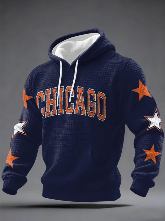 Hombres Chicago Football Fans Gameday Casual Waffle Hoodie