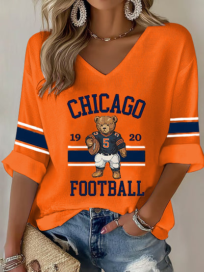 Los aficionados al fútbol de las mujeres Gameday Casual Waffle camiseta