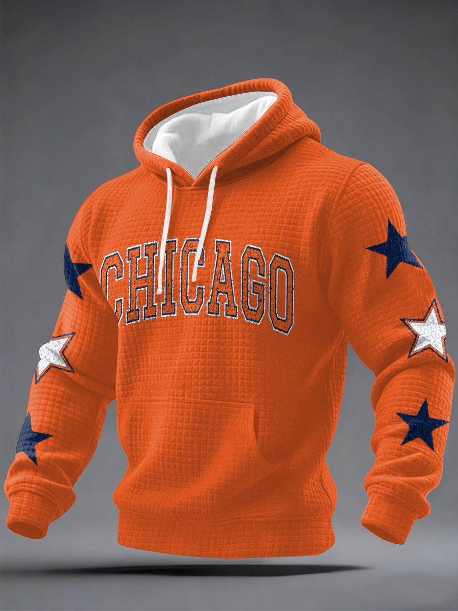 Hombres Chicago Football Fans Gameday Casual Waffle Hoodie