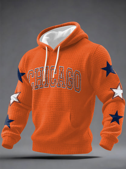 Hombres Chicago Football Fans Gameday Casual Waffle Hoodie