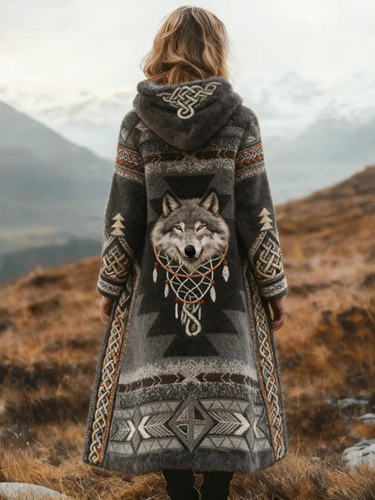 Aztec Cozy Plush Long Cardigan para mujer