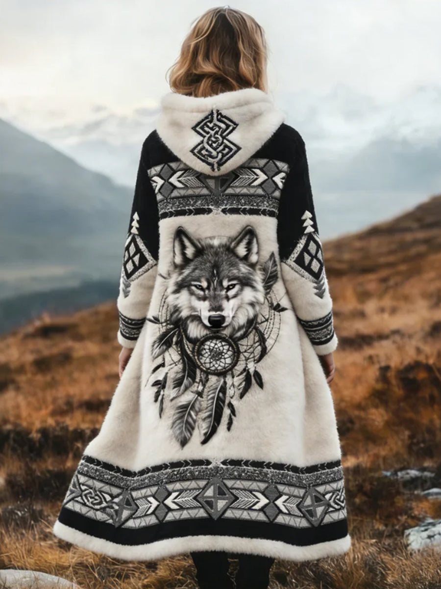Aztec Cozy Plush Long Cardigan para mujer
