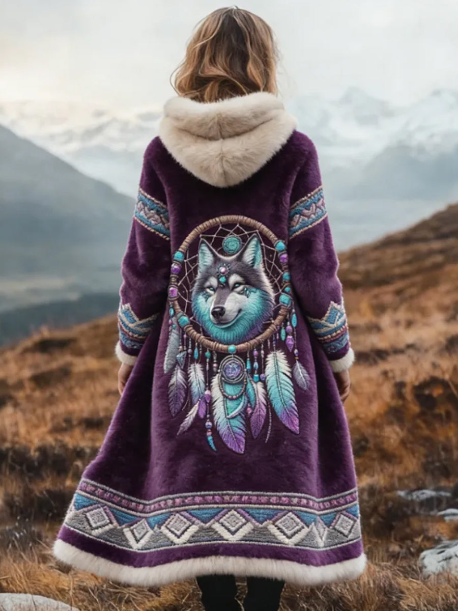 Aztec Cozy Plush Long Cardigan para mujer