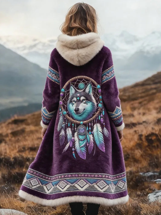 Aztec Cozy Plush Long Cardigan para mujer