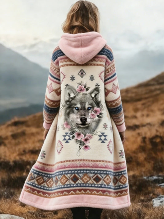 Aztec Cozy Plush Long Cardigan para mujer