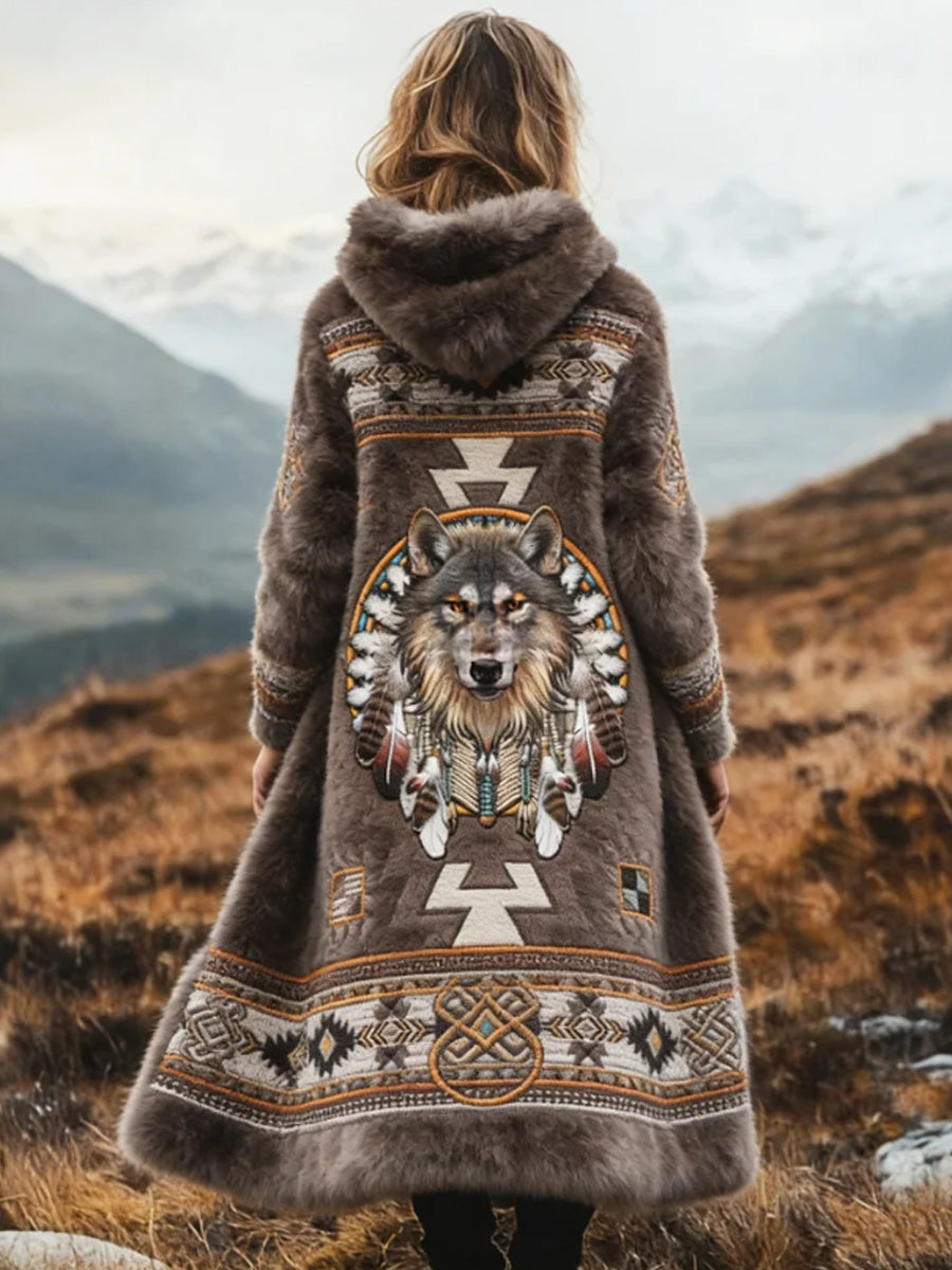 Aztec Cozy Plush Long Cardigan para mujer