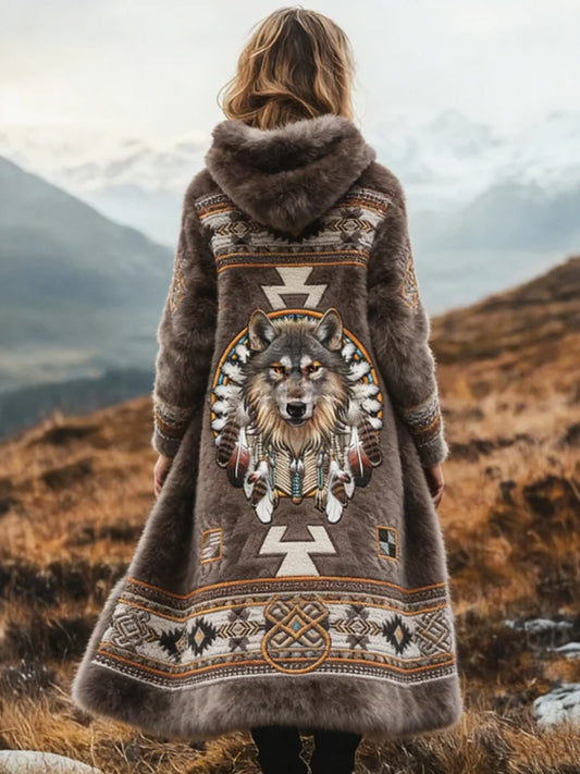 Aztec Cozy Plush Long Cardigan para mujer