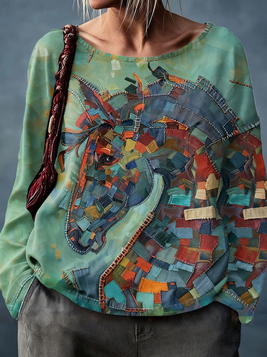 Tops estampados Horses Art de mujer