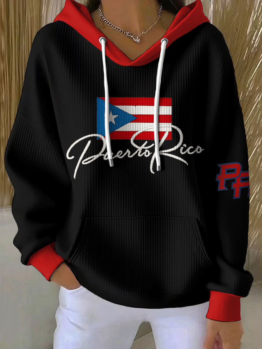 Sudadera con capucha Puerto Rico Art Printed de mujer