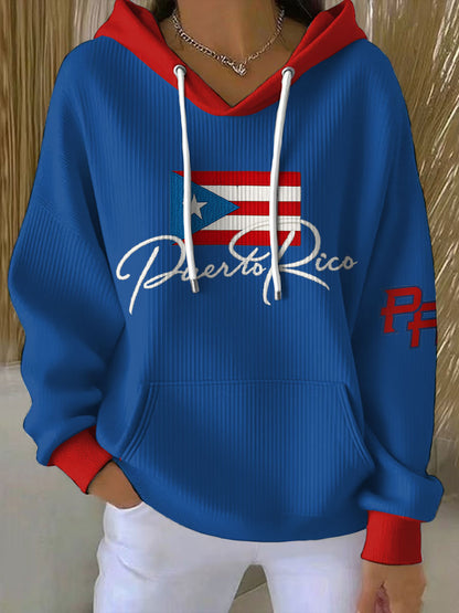 Sudadera con capucha Puerto Rico Art Printed de mujer