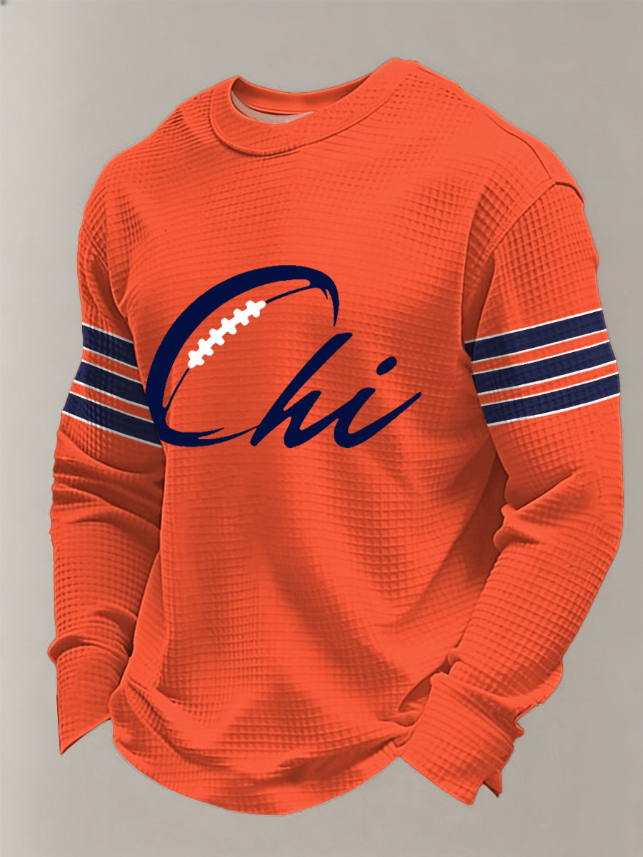 Football Fans Gameday Casual Waffle Camiseta de manga larga para hombre