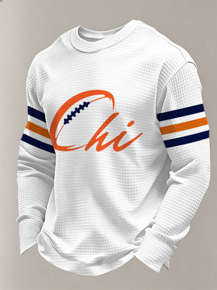 Football Fans Gameday Casual Waffle Camiseta de manga larga para hombre