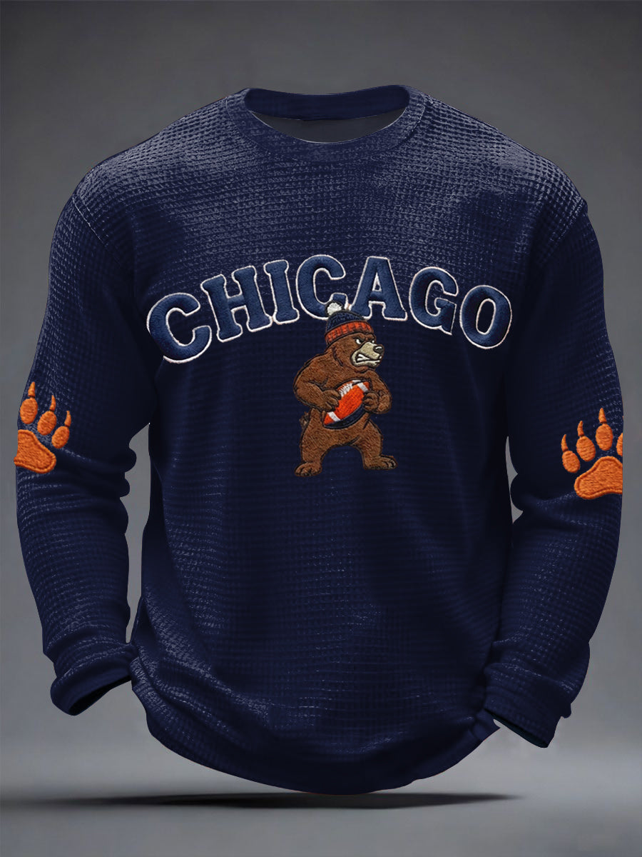 Football Fans Gameday Casual Waffle Camiseta de manga larga para hombre