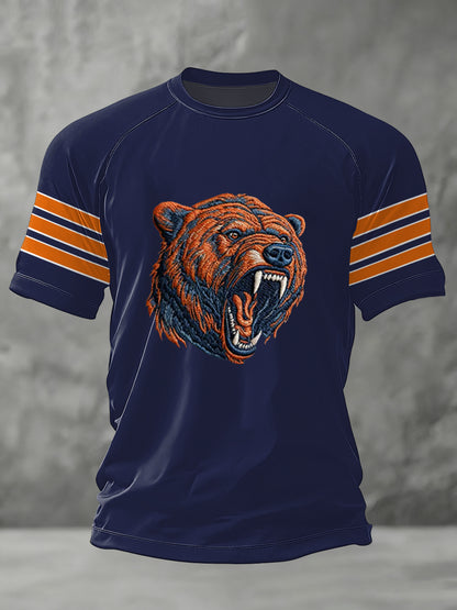 Camiseta casual Gameday de los fanáticos del fútbol de la impresión del oso de los hombres