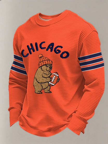 Football Fans Gameday Casual Waffle Camiseta de manga larga para hombre