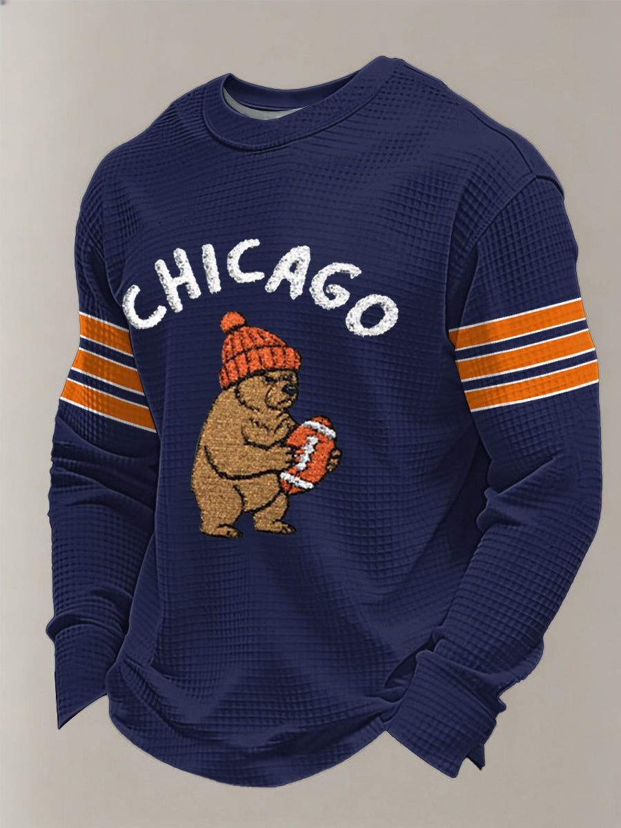 Football Fans Gameday Casual Waffle Camiseta de manga larga para hombre