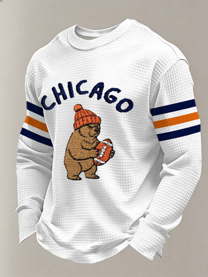 Football Fans Gameday Casual Waffle Camiseta de manga larga para hombre