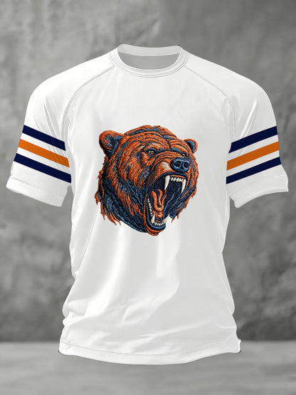 Camiseta casual Gameday de los fanáticos del fútbol de la impresión del oso de los hombres