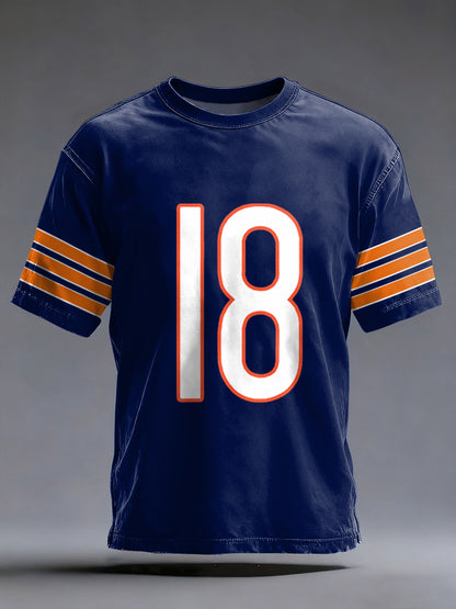 Número 18 Chicago de los hombres aficionados al fútbol Gameday Casual Tee