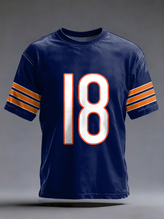 Número 18 Chicago de los hombres aficionados al fútbol Gameday Casual Tee