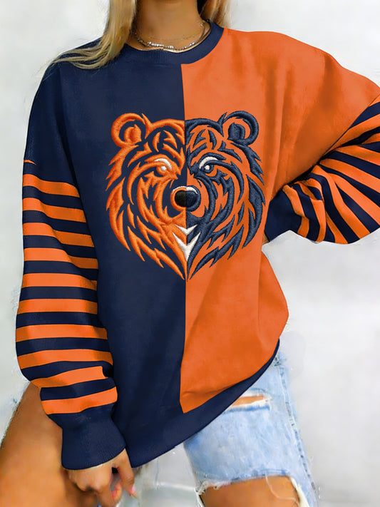 Sudadera Casual Gameday de los fans del fútbol de la impresión del oso de las mujeres