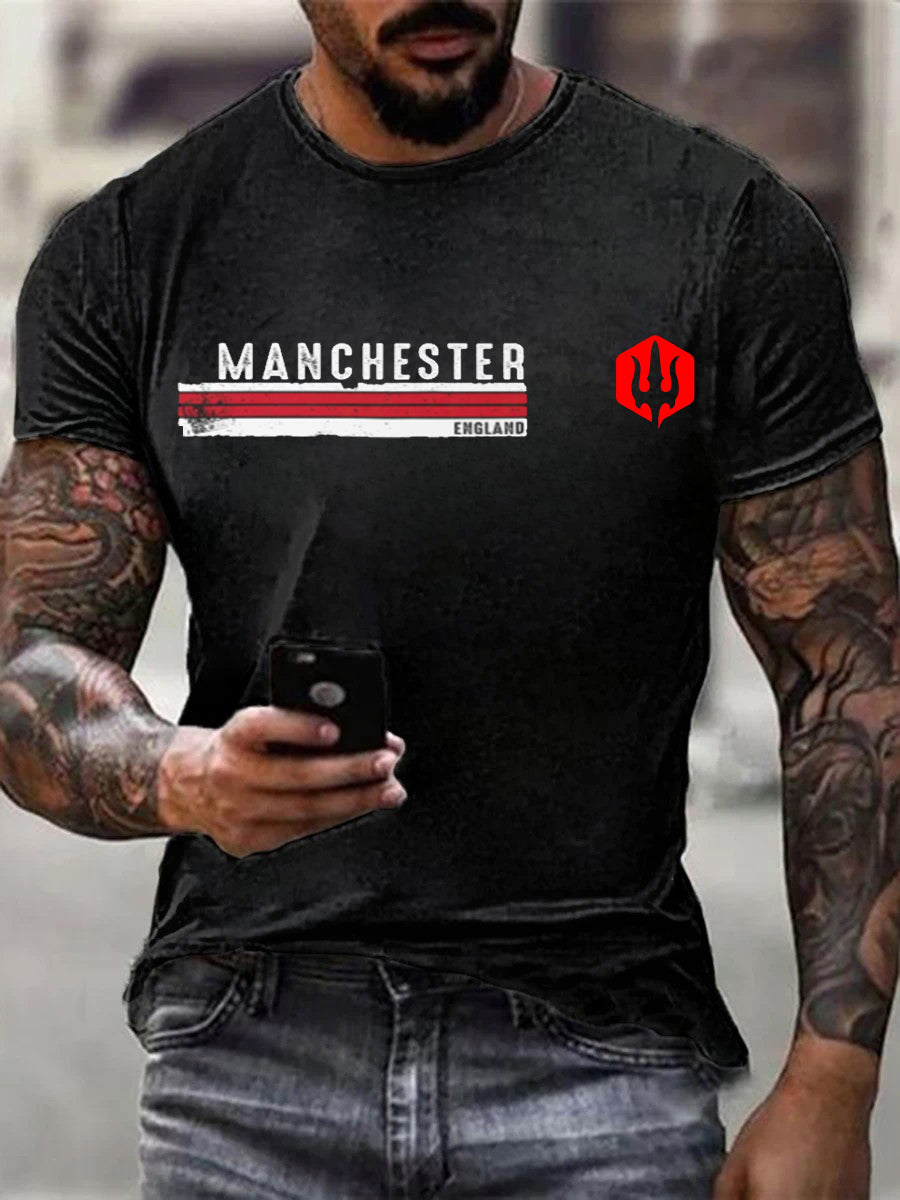Retro British Manchester United Cultura Y Arte Patrón Casual Camiseta De Manga Corta