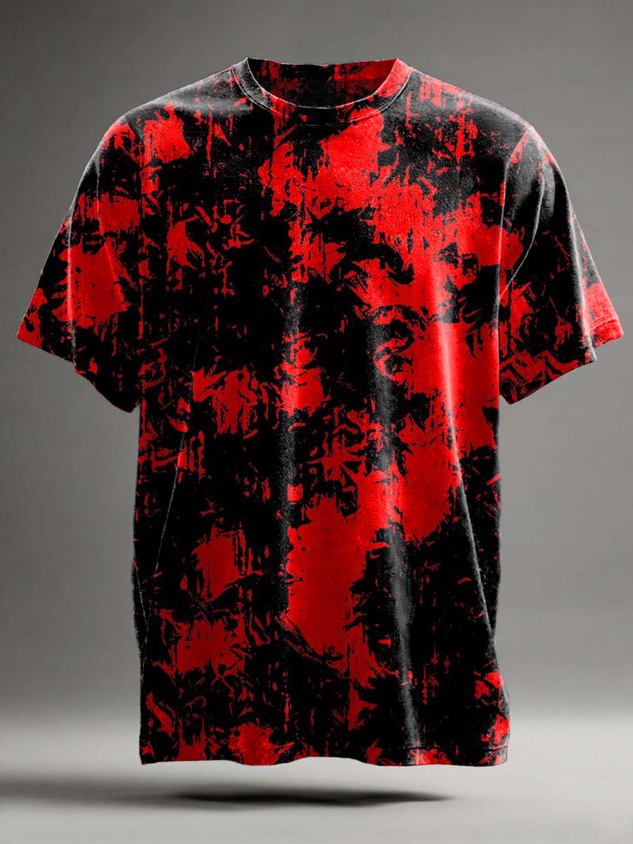 Camiseta de manga corta casual con estampado de degradado oscuro abstracto