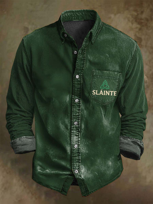 Camisa de manga larga casual con estampado de día de San Patricio