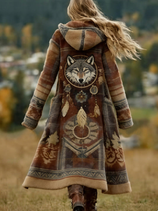 Mujer Lobo Dreamcatcher Western Aztec Cozy Cardigan