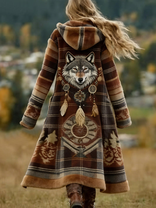 Mujer Lobo Dreamcatcher Western Aztec Cozy Cardigan