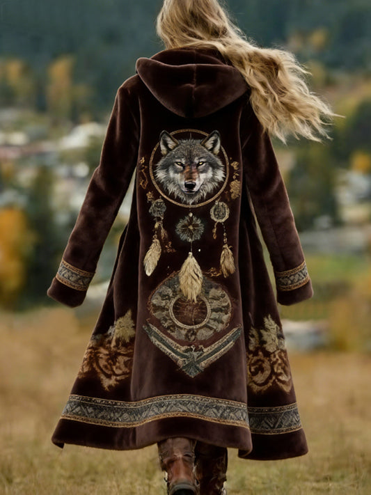 Mujer Lobo Dreamcatcher Western Aztec Cozy Cardigan