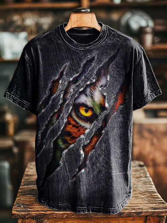 Camiseta informal de manga corta con estampado de ojos rasgantes